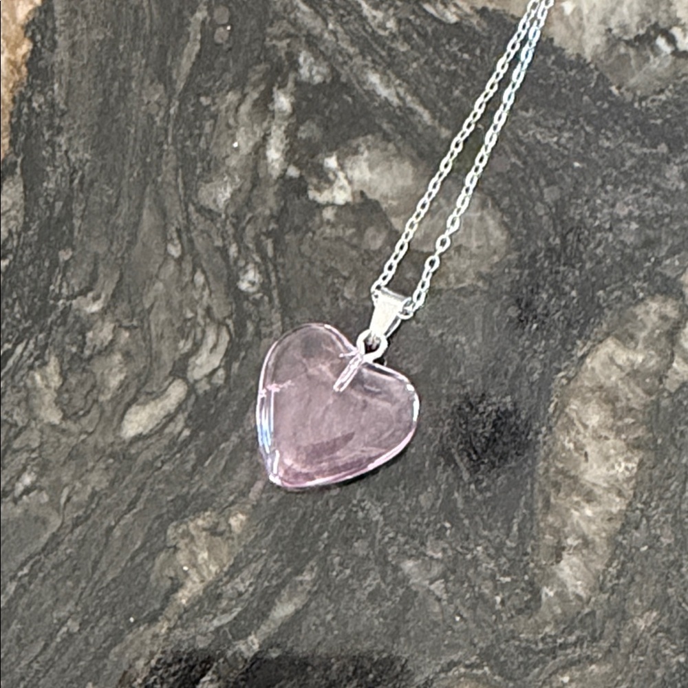 Pink Resin Heart Pendant Necklace Minimalist Coquette Girl Gifts Jewelry